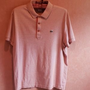 Men's LACOSTE Golf shirt coral/ cream strips